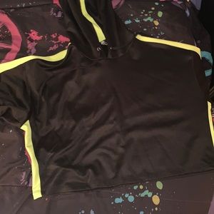 Black and neon green crop top hoodie